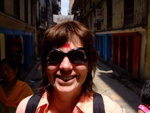 Mum, happy in Kathmandu