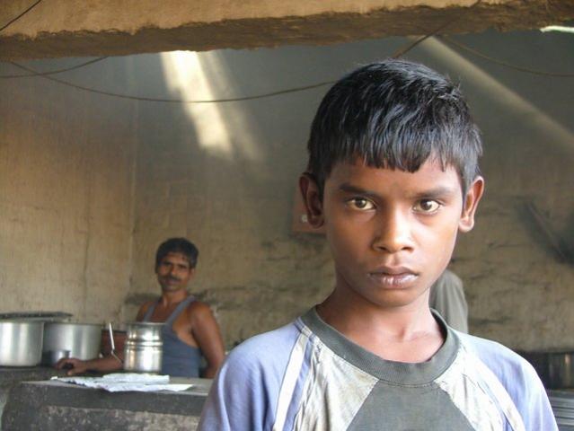 boy in a roadside restaurant