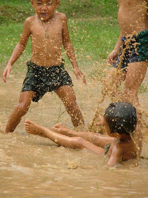 playing in the mud