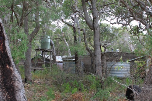 beach shacks at Broke Inlet