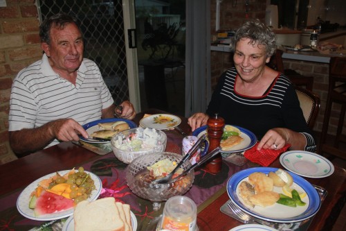 eating our freshly cought fish