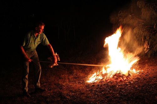 Terry burning leaves