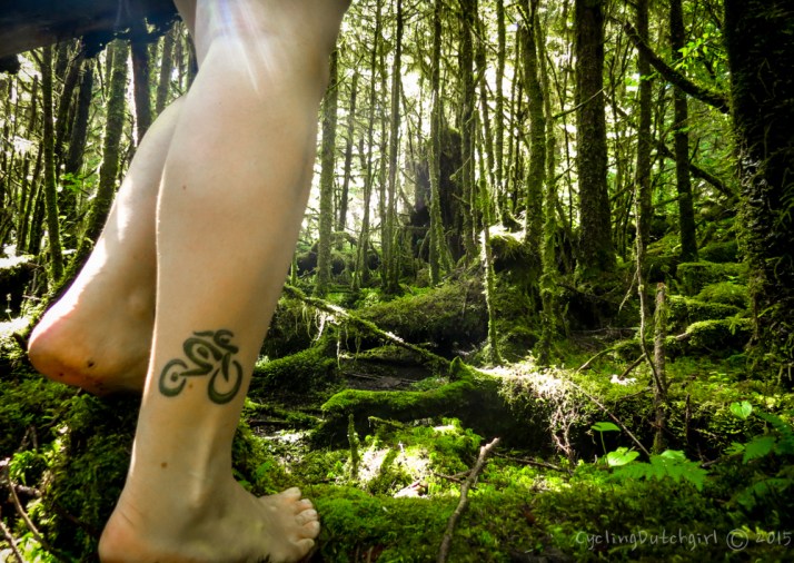 Playing in the woods.